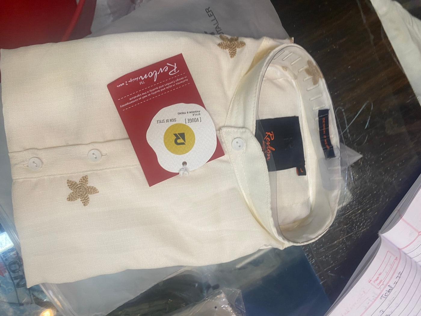 EMBROIDED MINI KURTA.HALF WH.RV