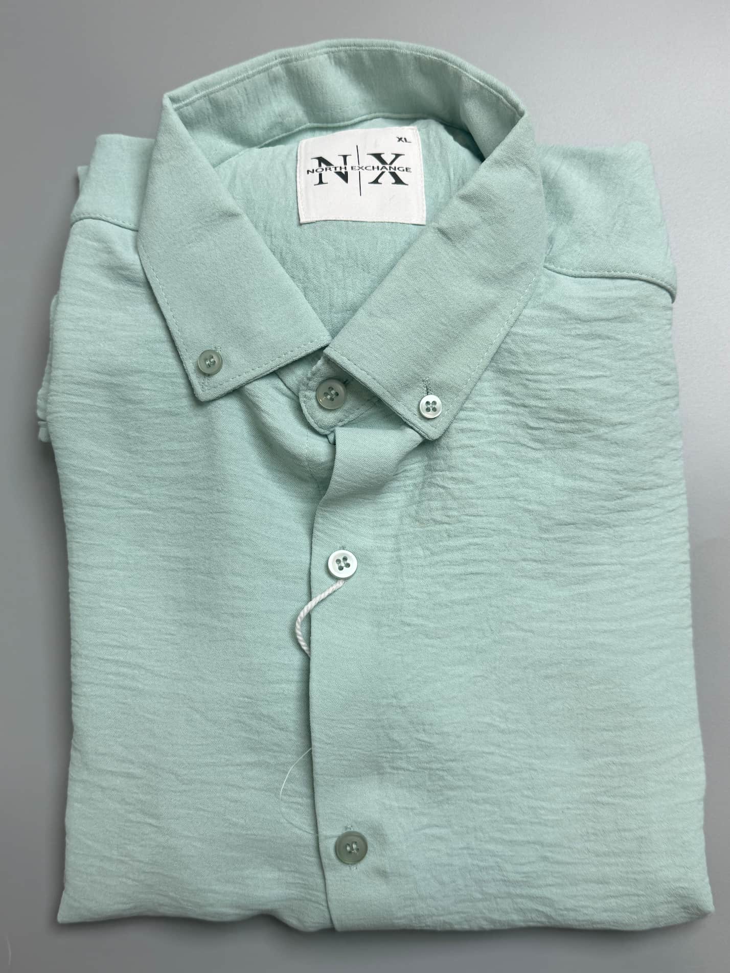 Textured Fabric Shirt. Pale Blue. N.X