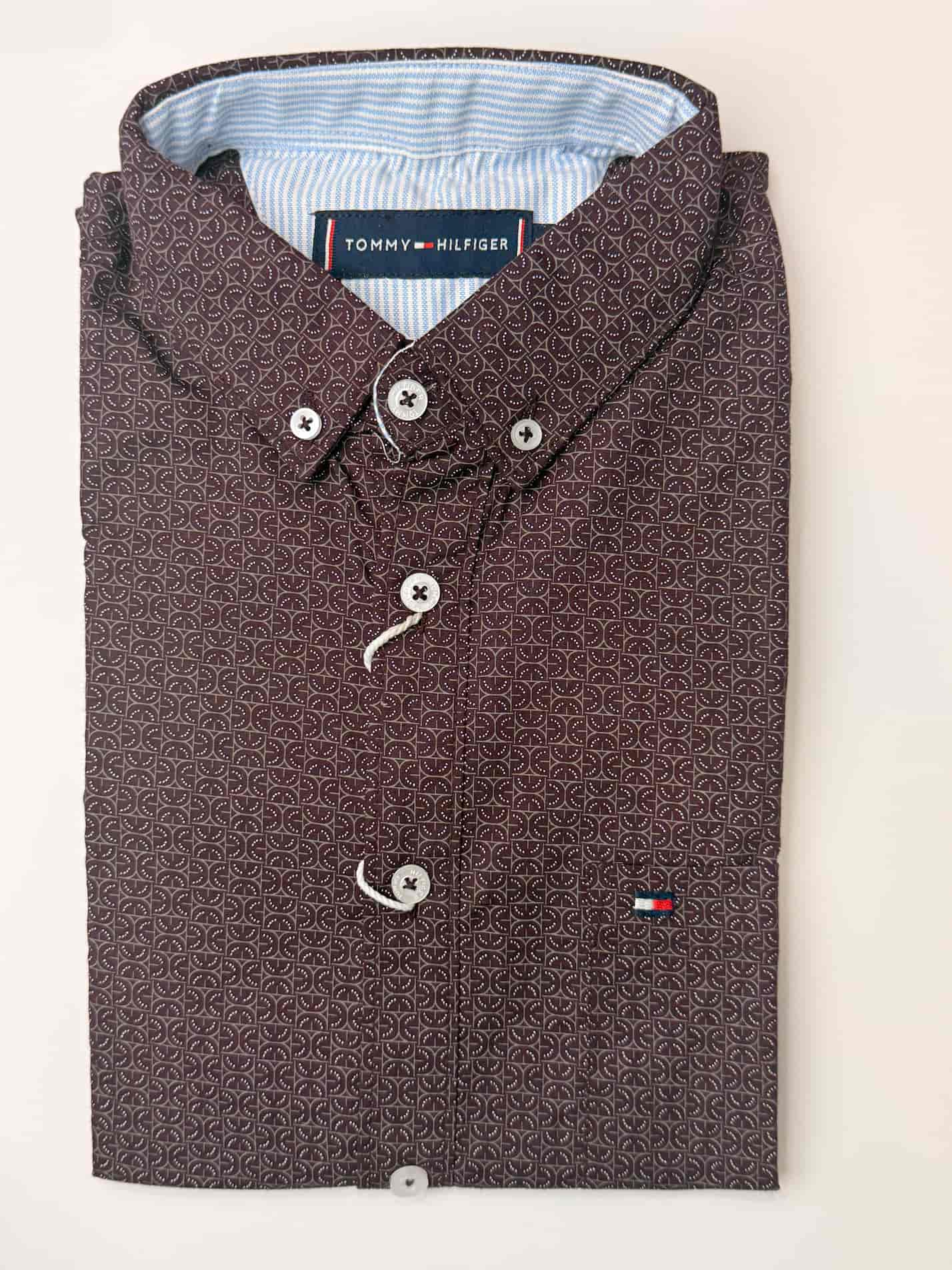 printed shirt . maroon . TH