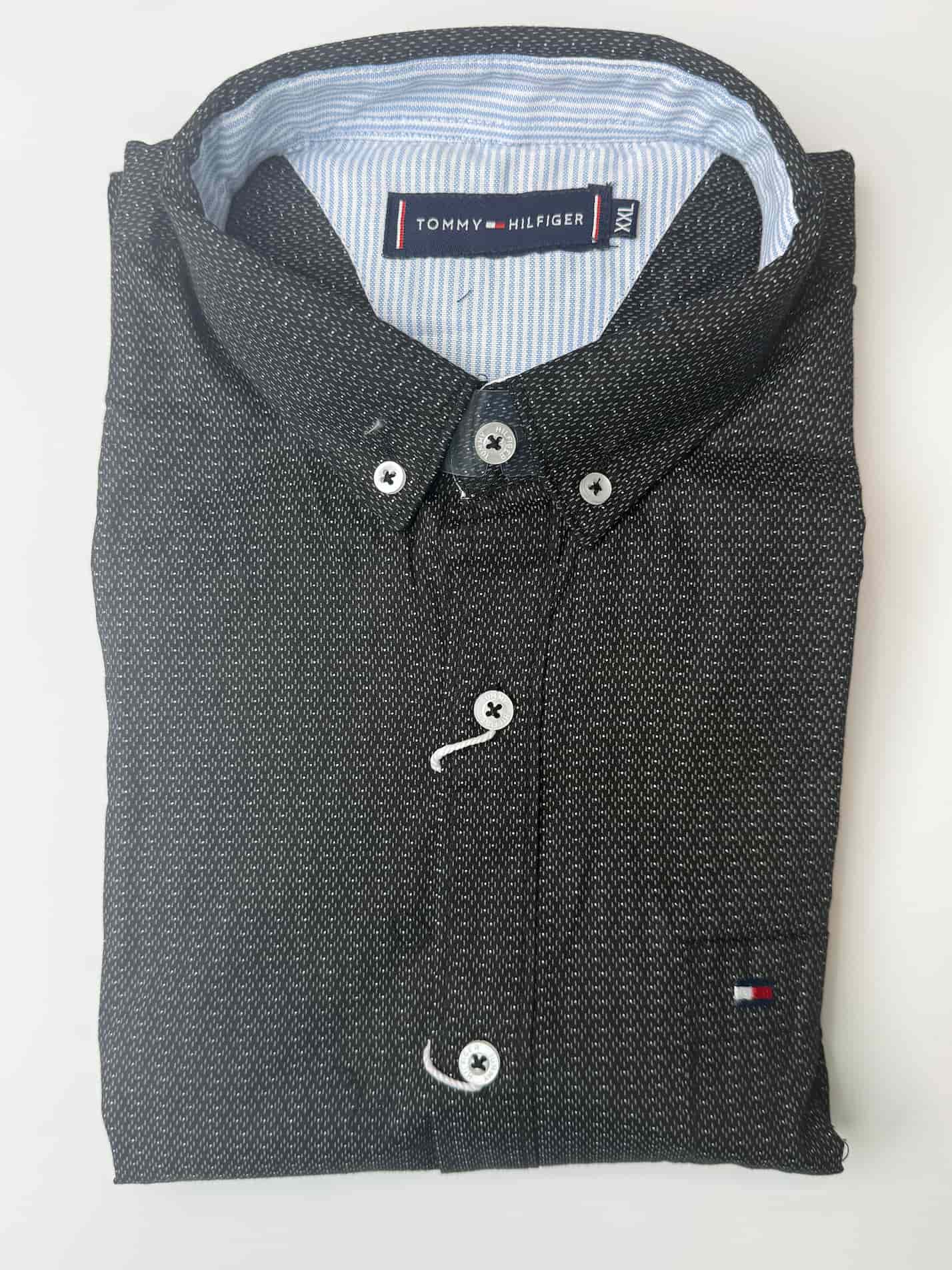 dot printed shirt . black .TH
