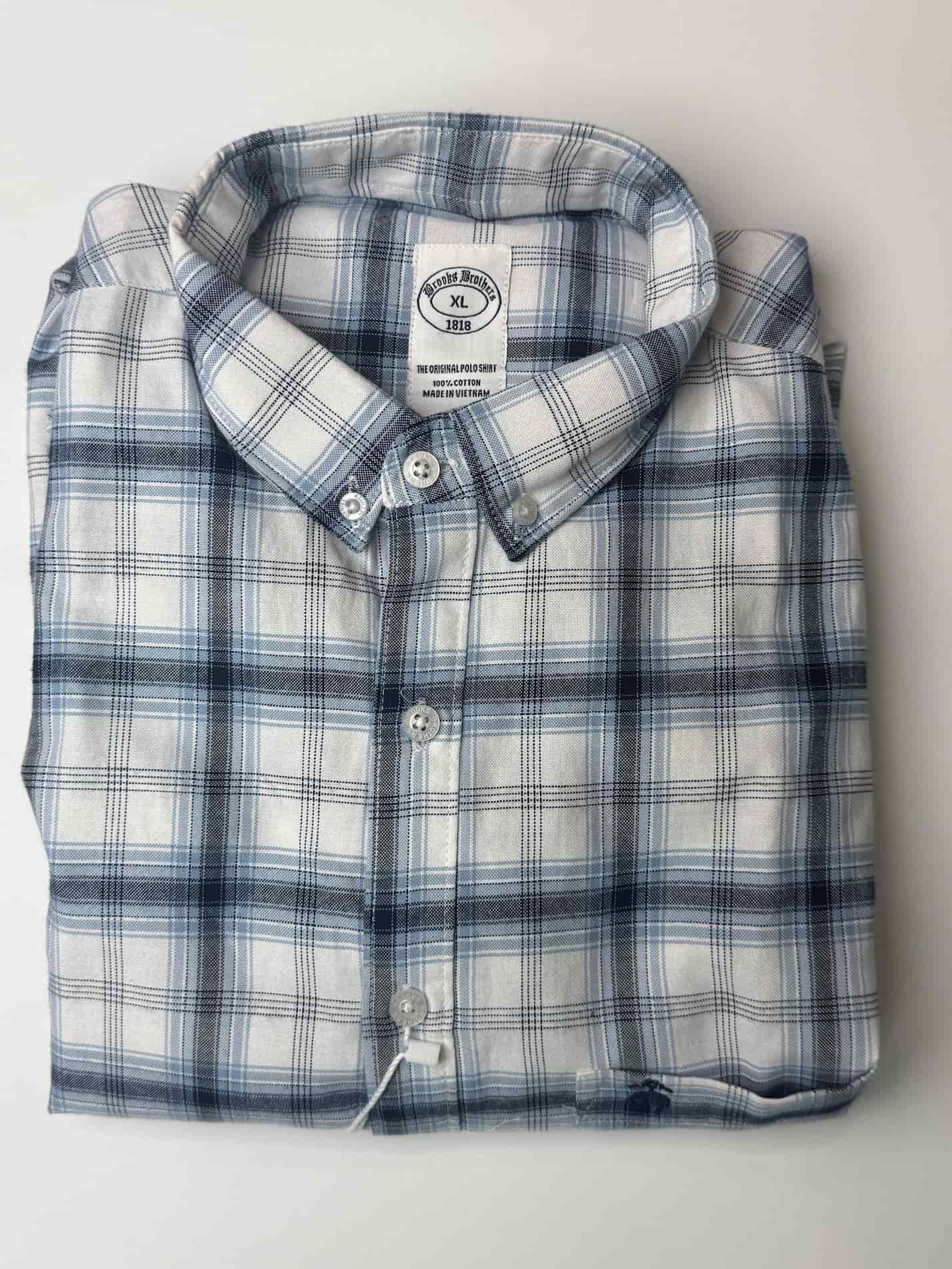 blue. checked shirt. B.B