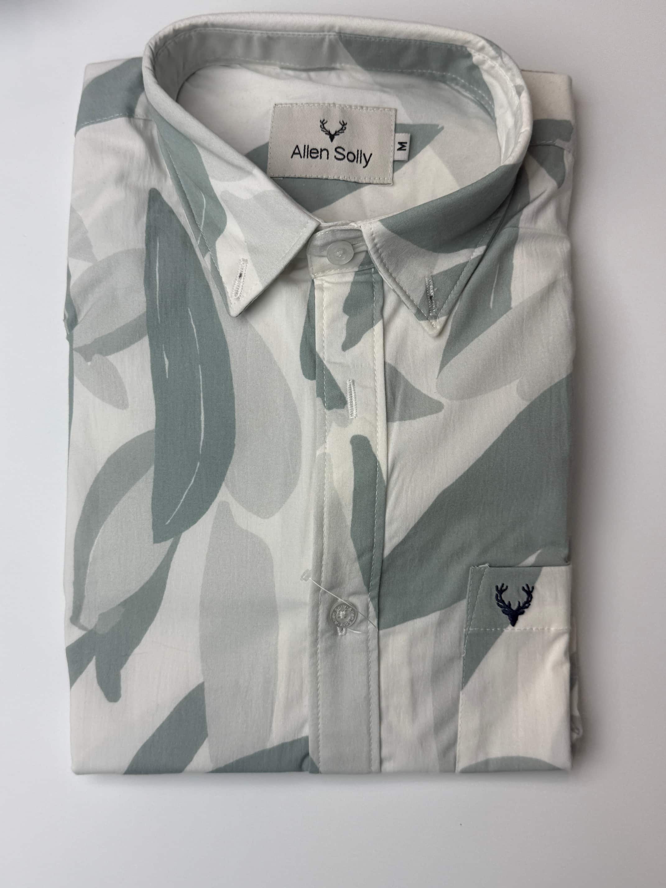 printed shirt. white & green. A. S