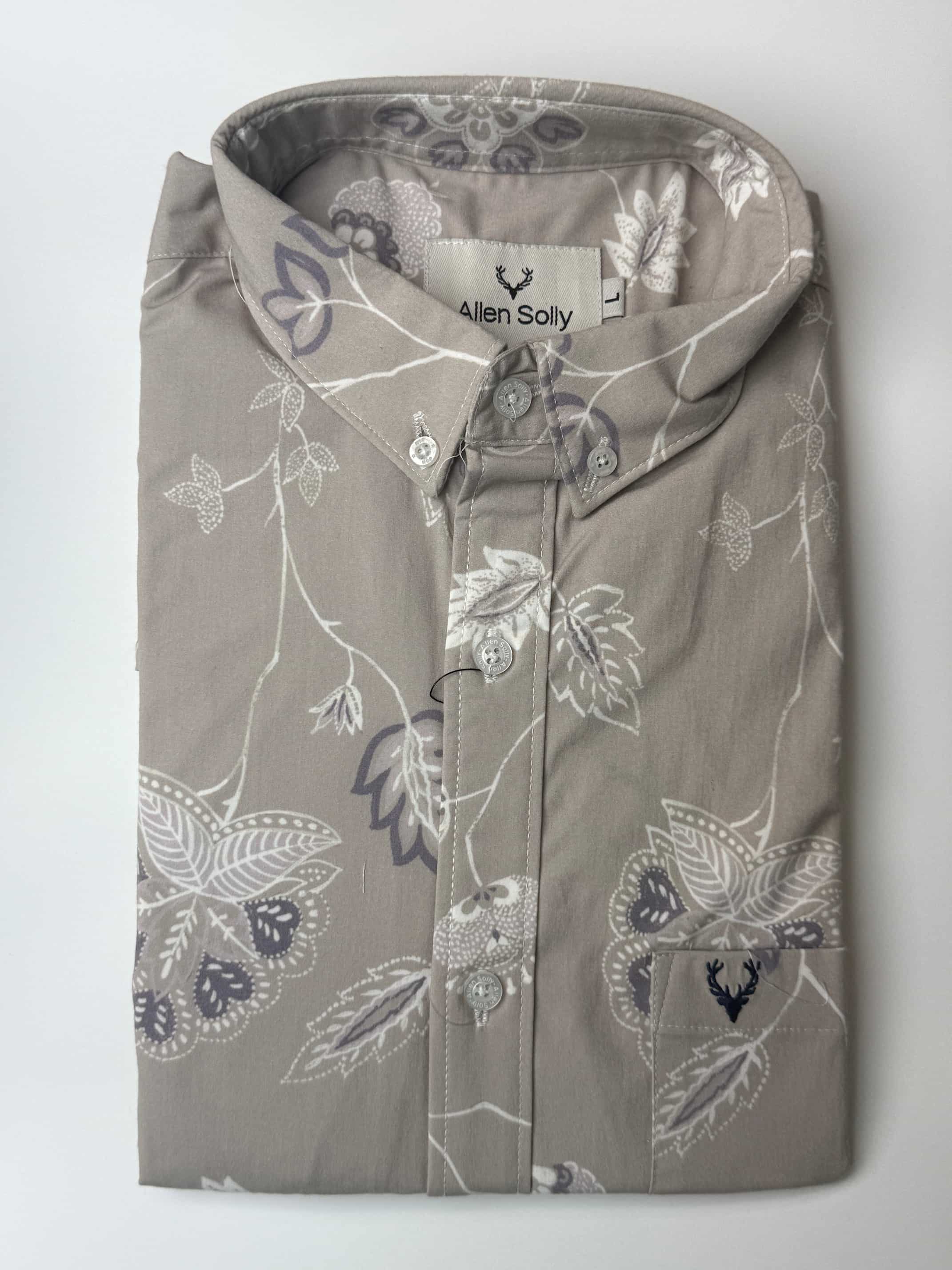 floral printed shirt. light brown. A.S