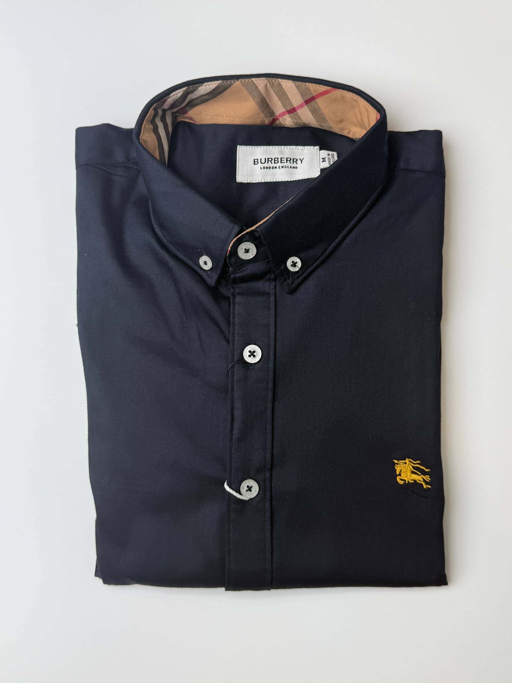 Premium Fabric shirt with Collar Button. BB-Dark Blue.