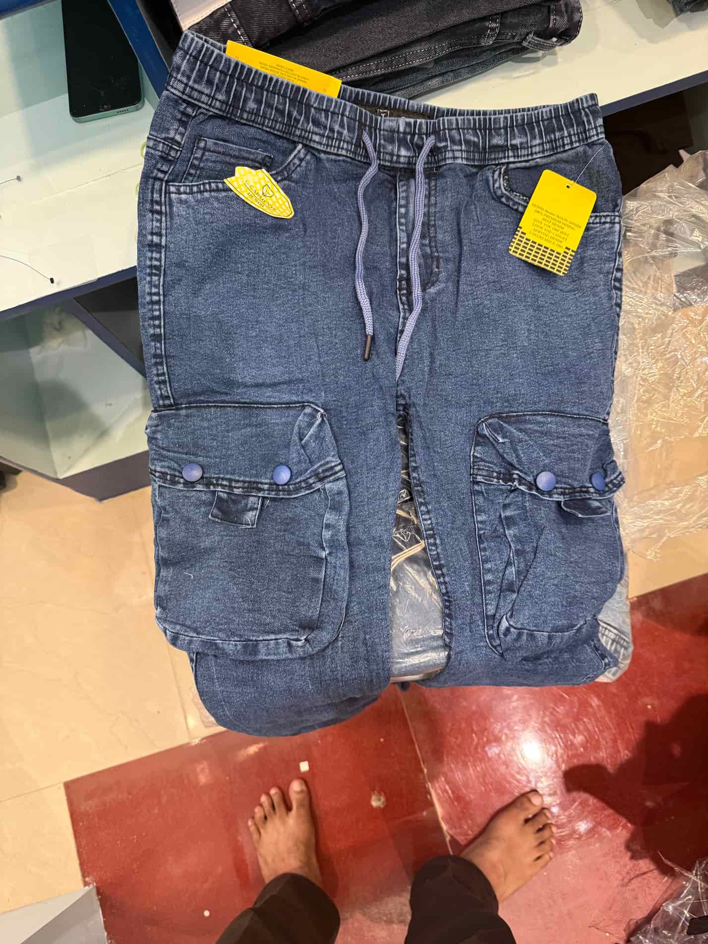 BLUE CARGO PANTS. G.G.D