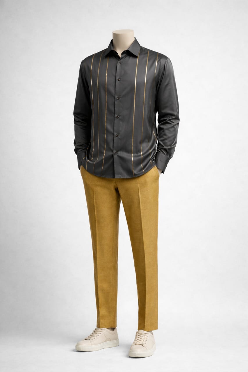 Dark Olive shirt with Gold Foil print