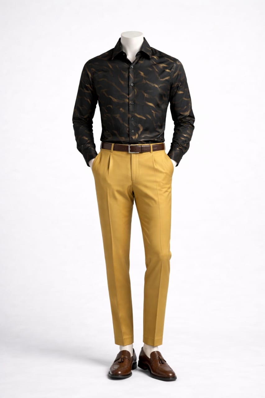 Black Luxe Gold foil shirt. NE.