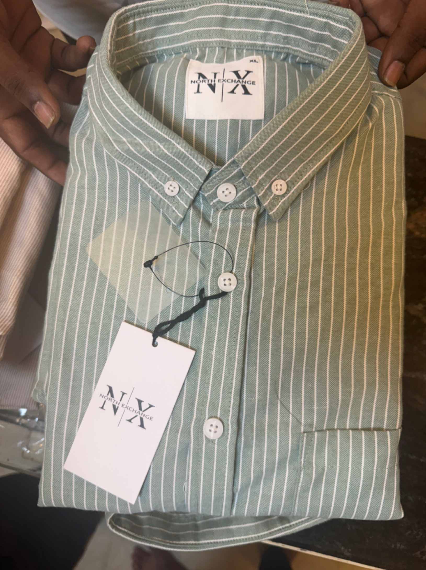 GREEN WT STRIPES. 6.05. N.X