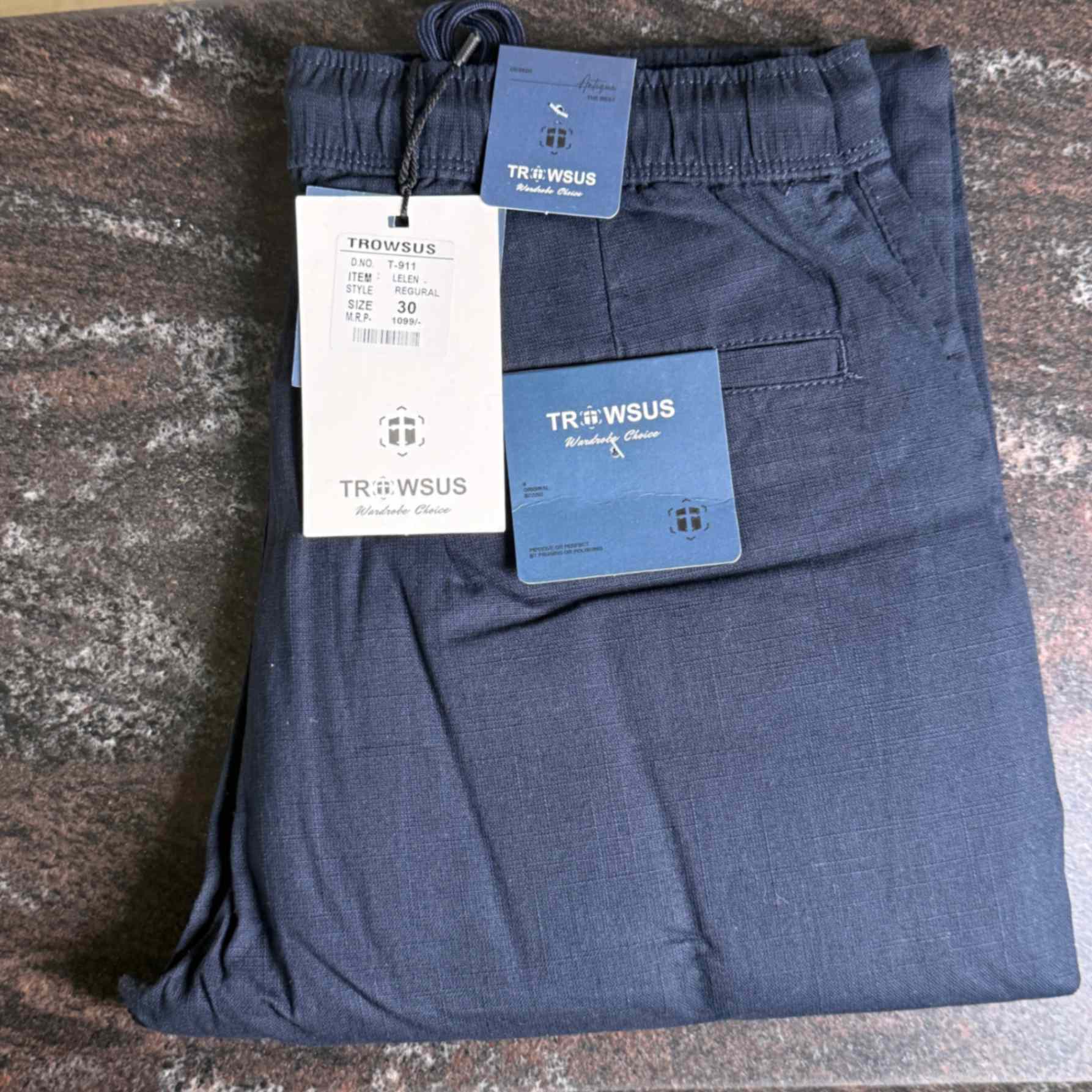 Men's Navy LINEN Trousers